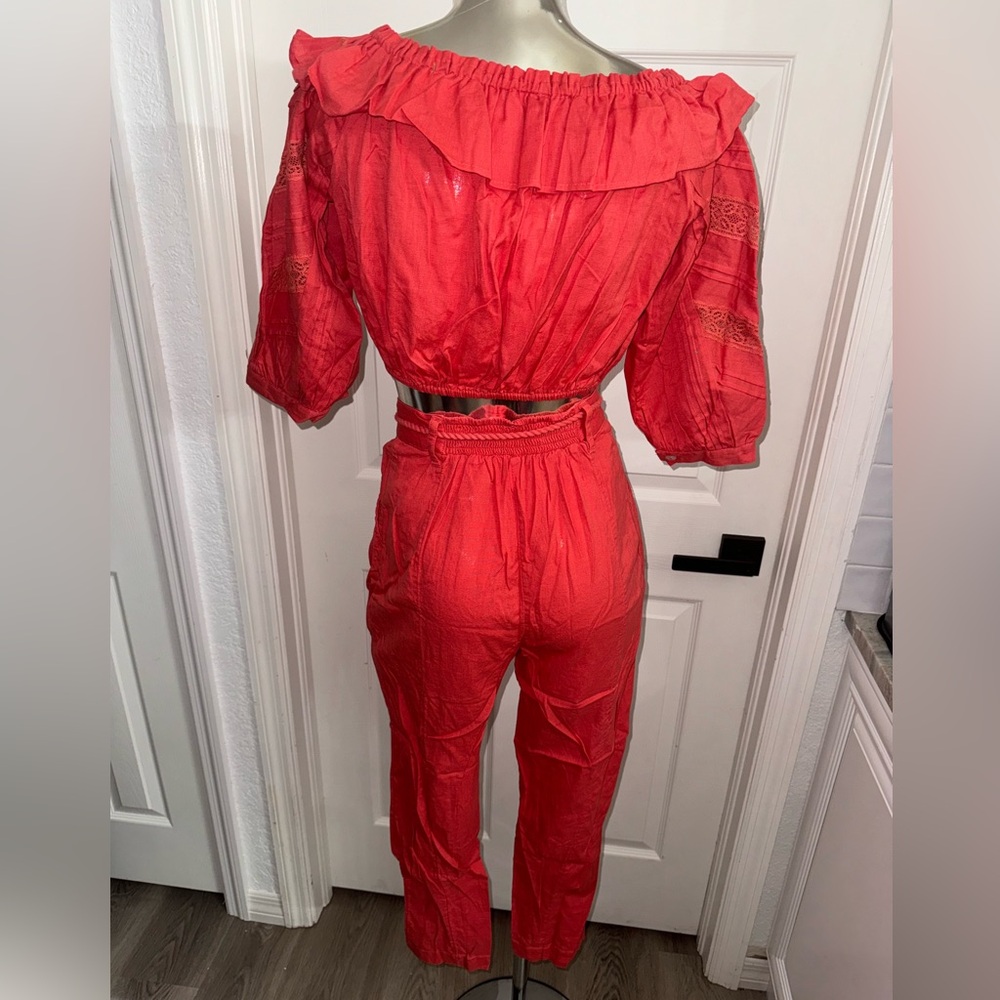 Free People Linen blend Crop Top & Pants Set small - Picture 15 of 16
